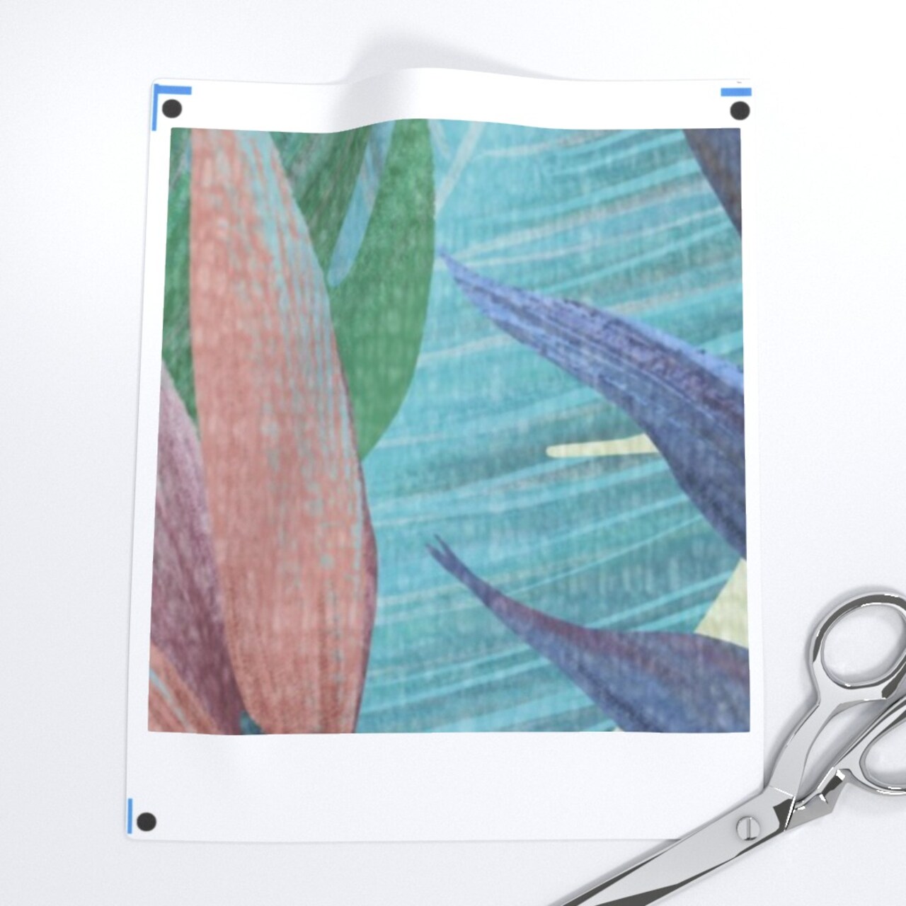 Large Botanical Vibrant Hand Drawn Palm Fronds Pink Blue Green Monstera Maximalist Bold Custom Printed Fabric by Spoonflower Various Fabrics by the Yard or Fat Quarter